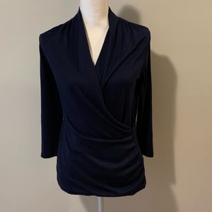 41 HAWTHORN Henri Surplice Wrap Ruched Knit Top